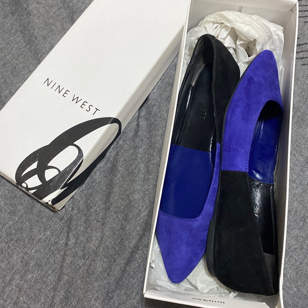 Nine West suede color blocked ballet flats kicheya style